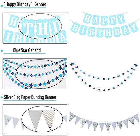 Sweet 16 rođendanske ukrase, plavo srebrno zalihe 16. rođendana sa sretnim rođendanskim natpisom, krilom, pozadinom za zavjese