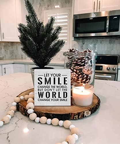 Ywkuiv neka vaš osmijeh promijeni svijet rustikalni inspirativni citati bijela drvena kutija za natpis za obiteljsku kupatilu