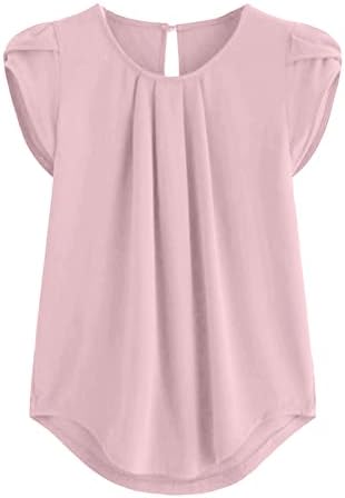 Naittoop ženske vrhove šifona čvrste boje kratki rukavi okrugli vrat ležerna košulja kratka rukava bluza bluza za žene za