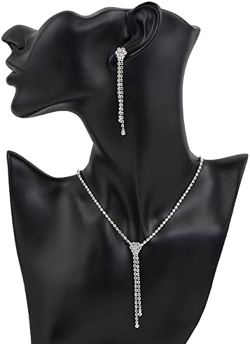 Vjenčane ogrlice za mladenke s naušnicama, maturalni set, srebrne ogrlice s privjescima i kristalne naušnice za žene i djevojke