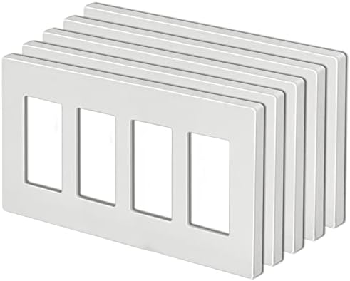 [5 pakiranje] Najbolja zidna ploča bez vijaka, USWP4 White Series, Poklopac za izlaz za ukrašavanje, za prekidač svjetla,