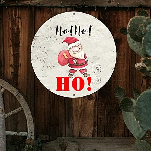 Decstic Welcome Sign Božićni Djed Mraz hohoho okrugli limen metalni znak Znak zim zidni umjetnički plak znakovi za garažu