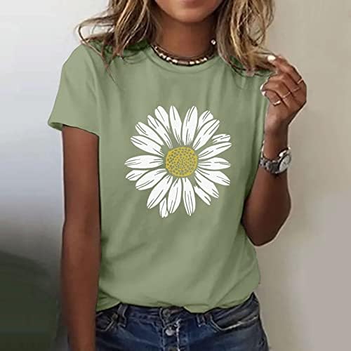 Lagana košulja Suncokret Ljetna majica plus veličina labava bluza vrhova Djevojka s kratkim rukavima grafički dugi rukav