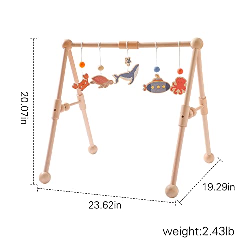 Drvena dječja teretana s 5 igračaka u teretani, odvojiva drvena igračka igrališta u teretani teretana za viseće barske igračke