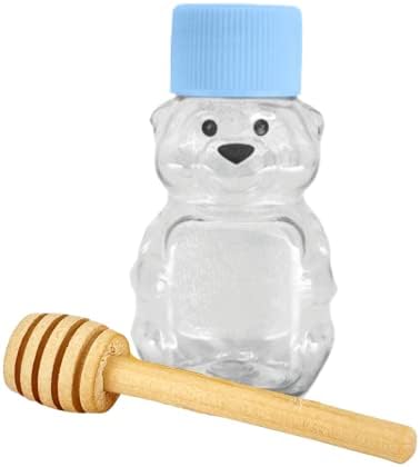Staklenka za med-prazni medeni medvjedi od 2 unce s plavim poklopcem i brtvom osjetljivom na pritisak, savršeni za uzorke,