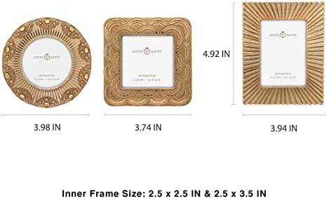 Gifty Gifty Classic Gold 1920S Mini okvir/set od 3/2.5x2.5 i 2.5x3.5 u | Za zaslon na stolu | Savršeno za dekor doma, vjenčanje,