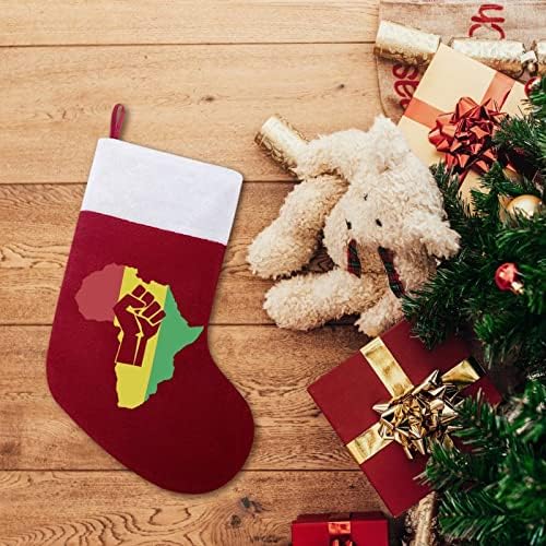 Afrički korijeni crna snaga božićna čarapa čarapa za božićne drveće kamin odmor za odmor dekor kuće