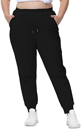 UOOHAL Womens Cotton Plus Twitpants SweatString labave jogere koji trče trening dnevni boravak pidžama hlače s džepovima
