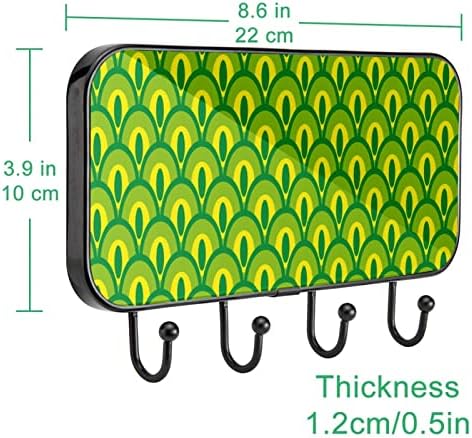 Zeleni paunski rep uzorak za ispis stalak za zid zidni nosač, ulazni kaput s 4 kuka za kaput za kaput ručnika za ručnike