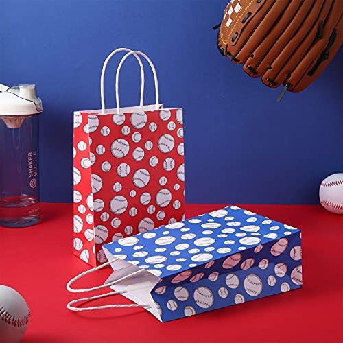 18 komada Baseball Party torbe za bejzbol zabave torbe s ručkama za bejzbol poslasticu za bombon, crvena i plava sportska