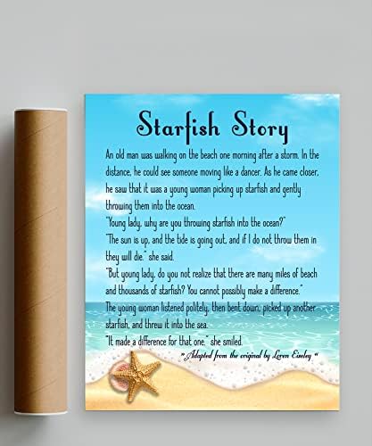 16x20 Veliki plakat Starfish Story; Zvijezda Zidna zidna umjetnost; Inspirativna zidna umjetnost na plaži; Nautička pjesma