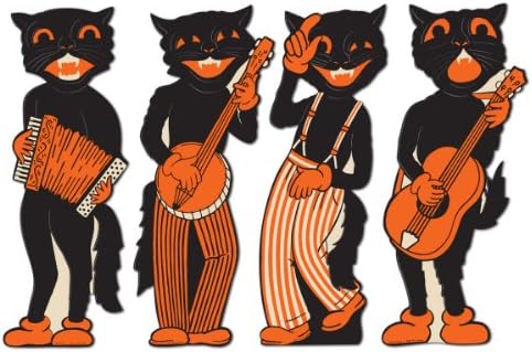 Beistle 4 komad Vintage Halloween ukrasi Scat Cat Band Cardstock Papir Izrezani zidni ukrasi