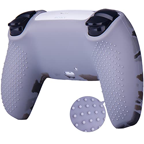 9CDEER 1 komad zaštitne poklopce silikonskog prijenosa kože + 10 Grips za PlayStation 5 / PS5 / DUALSENSE UPRAVLJANJE CAMOUGREY