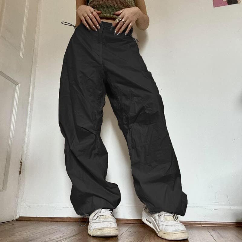 Firero žene s niskim strukom Teretne hlače ležerne čvrste boje harajuku vintage y2k nisko uspon Baggy jogger opušteni džepni