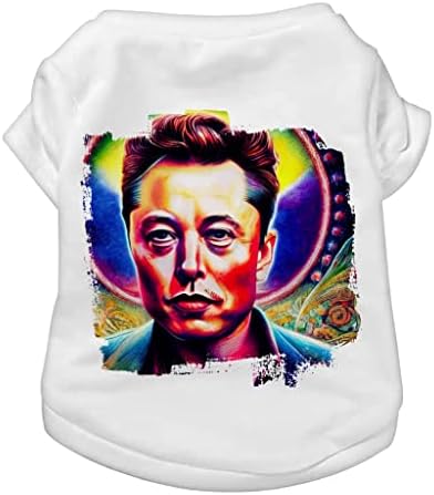 Majica Elon Musk Dog - šarena majica za pse - odjeća za pse - bijela, 2xl