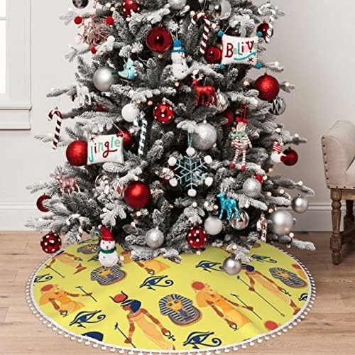 Suknja za božićno drvce s pom oblogom drevno-egipatsko-feraon-oka odmor za odmor božićne kuće ukrasi 36