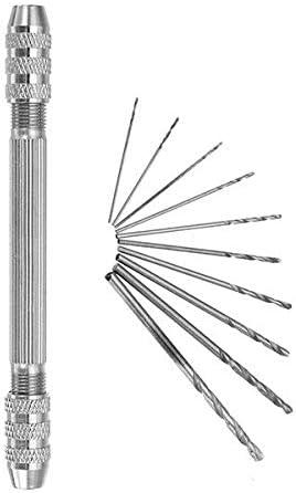 Yutool Hand Dril, 0,5-3,2 mm dvostruka glava Chuck Mini Hand Drill s 10pcs 0,8-3 mm zaplete