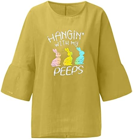 Hangin 's mojim PEEPS-om uskrsne košulje za žene 3/4 rukav za rukav ljetni bluza pamučna posteljina Uskršnji tunik Majica