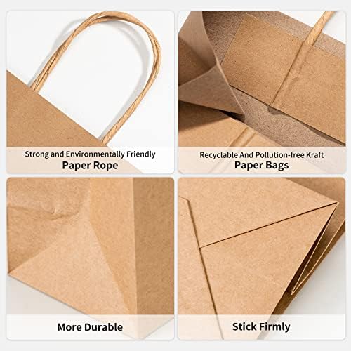 Racetop male smeđe kraft papirnate vrećice s ručkama skupno, 5.9 x3.2 x8.3 50pcs male smeđe poklon vrećice, mini papirnate