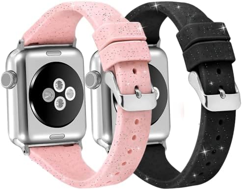 Vaga Gimini 2 Pack Kompatibilno s Apple Watch Bandom, Womens Sparkle Puder Soft Slatki silikonski sportovi iWatch Band remen