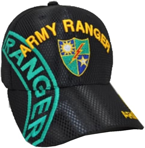 Prvi vojni izbor vojni Ranger Shield Ranger na bočnoj bejzbol kapici mreža crna