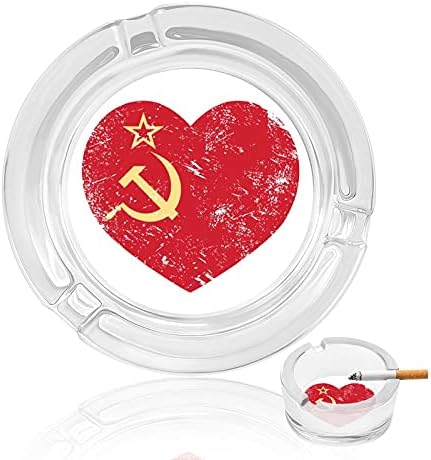 SSSR komunizam Sovjetski savez retro zastava Crystal Ashtray Cigarete i cigare držač pepela, držač za pepela, staklo okrugli