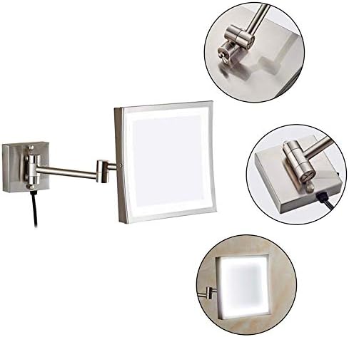 Lianxiao - Makeup Ogledala Povećanje kupaonice kvadratno ogledalo s električnim utikačima zrcala nikla nikla