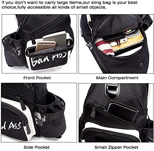Torba za dečke s USB -om s USB -om, malim pakiranjem prsa sa bočnim džepom, ruksak na ramenu s ramenom