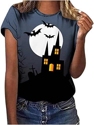 Vrhunska majica za ženske ljetne odjeće moda modna kratka rukava pamučni grafički praznik Halloween casual bluza