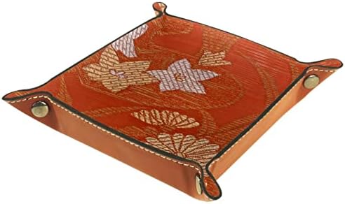 Kožna ladica za velete, kockice savijanja kvadratni držač, tanjur za organizator ormara za promjenu kovanice, japanski cvjetni