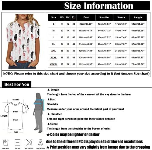 Ljetni gumb dolje košulje za žene, ženska ležerna modna pamučna laneno tiskana majica labava bluza s kratkim rukavima bluza