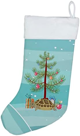 Caroline's blaga ck4542cs kornjača Sretna božićna čarapa, kamin viseće čarape božićna sezona zabava dekor Obiteljski odmor