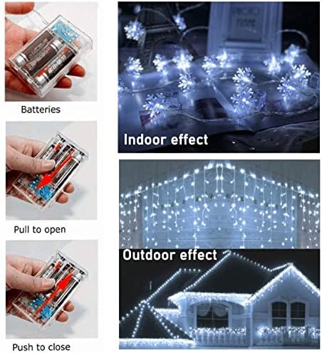 Božićna snježna pahulja svjetla, 20ft 40 LED vilinskih svjetala baterija s vodootpornim svjetlucavim rasvjetama unutarnji