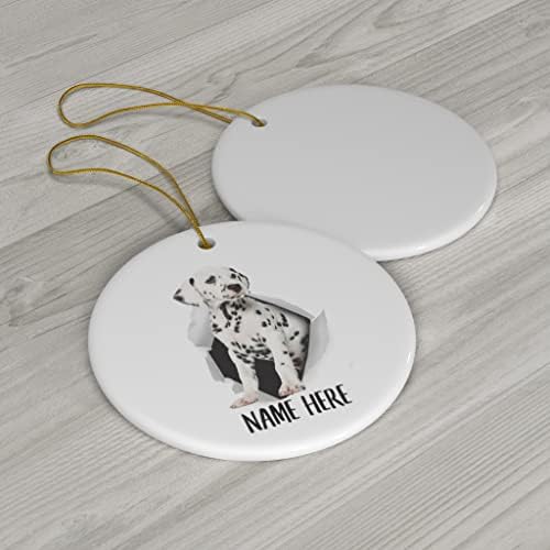 Slatko dalmatinsko štene Personalizirani naziv Pokloni 2023 božićno drvce ukrasi keramički krug