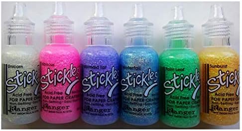 Stickes Squitles Glitter ljepilo za ljepilo A treperenje - šest .5 fl oz boca - Icicle, Glisten, Platinum, Rose zlato, bakar