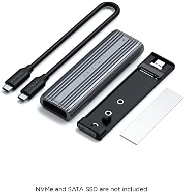 Aluminijsko kućište Satechi USB-C bez alata za M. 2 PCIE NVME i SATA SSD - Podrška za USB 3.2 Gen 2, 10 Gbit / s, ključ M.