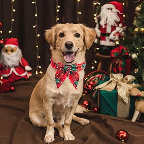 Svečani božićni ogrlica za pse, praznični ogrlica s lukom, podesivi božićni pseći ovratnik sa sigurnosnom kopčom, mekani