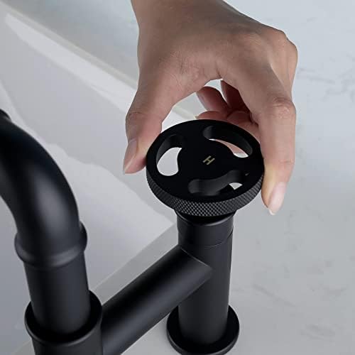 Slavina za kupaonicu za zglobove, industrijska mat crna slavina za sudoper u kupaonici dvostruka ručka industrijski sudoper