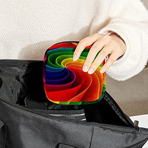 Torba za razdoblje, torba sanitarne salvete, držač jastučića za razdoblje, torbica za šminkanje, šareni spiralni prugasti