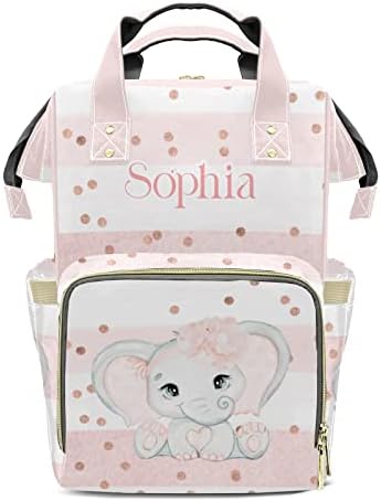 Akvarel ružičasti cvjetni slon pelena s pelenom ruksak multifunkcionalne torbe s presvlačenjem unisex stilska putovanja pakiranje