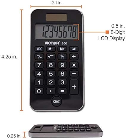 Victor 900 ručni kalkulator, crni, 0,3 x 2,5 x 4,3