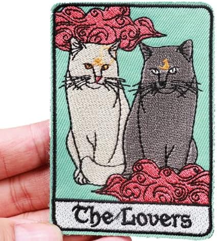 Ljubavnici Tarot Card Cats Fortune Govore 3,6 željezo na izvezenom termoadhezivnom flasteru za odjeću