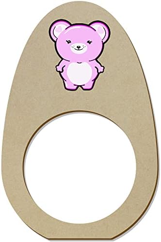 Azeeda 5 x 'dječji ružičasti medvjed' drveni prstenovi/držači