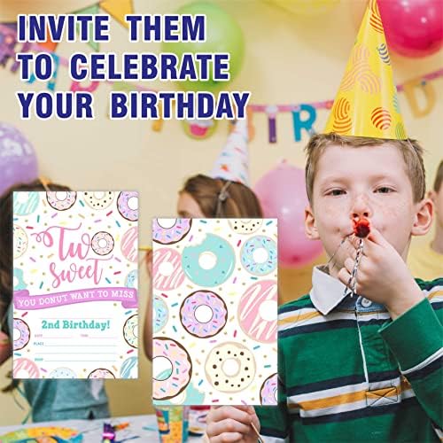 Dvije slatke pozivnice za rođendan, pozivnice （20 broja) s omotnicama, 2. rođendan popunite stil pozvane čestitke za djevojčice,