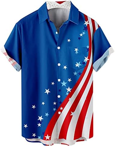 Muške košulje za tinejdžere muške modne neovisnosti zastava 3d digitalni tisak Personalizirani modni rever