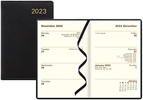 Letts of London 33e za godinu 2023. Sterling Mini Pocket Week za pregled kožnog poklopca dnevnika