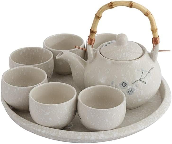Razzum kineski gongfu čaj set domaćinstva keramički čaj set set set čajnik 6 šalica s ladicom za čaj snježna pahulja 8 setova