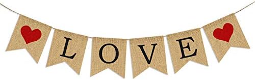 Ljubav Burlap Banner | Valentinovi ukrasi | Valentinovo Garland | Valentine Foto rekviziti | Zaručnički natpisni ukrasi |