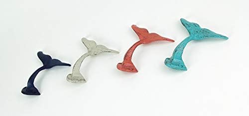 Set od 4 od lijevanog željeza kita zidne kuke nautički ukrasni ručnik ili kaput viseći plaža kuća obalni naglasak dekor