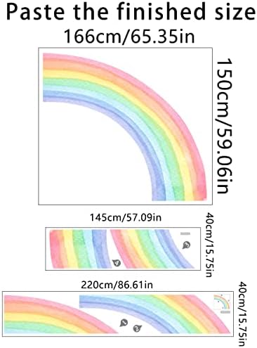 65 x 59 inčni tkanina naljepnice Rainbow Zidne naljepnice ogulite i zalijepite veliku polovicu naljepnica za zidne zidne